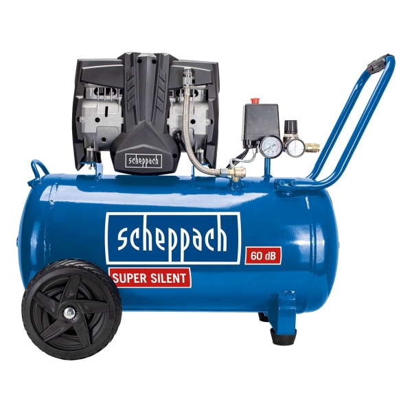 SCHEPPACH HC51Si Druckluft Kompressor silent Doppelzylinder leise 60dB 8bar 50L 