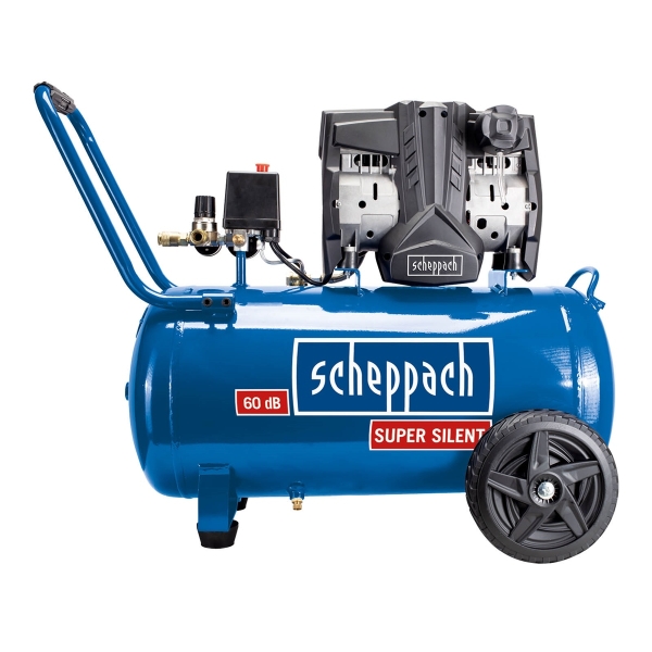 SCHEPPACH HC51Si Druckluft Kompressor silent Doppelzylinder leise 60dB 8bar 50L 