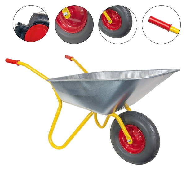 RAVENDO Marken Schubkarre Gartenschubkarre Vollgummireifen 100Liter 150Kg gelb  