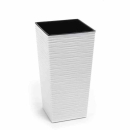 SIENA GARDEN Pflanzgefäß NIZZA Pflanzkasten Blumenkasten weiß Rillenoptik 40x40