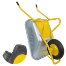 Matrix Schubkarre Profi 100l PU-Rad Bauschubkarre gelb mit Bodenblech *2.WAHL* 