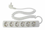 as-Schwabe 11461 Steckdosenleiste 6-fach, 2,5 m Spiralkabel, weiß ***NEU***