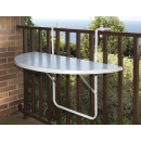 ALCO Balkonhängetisch 100x50 cm halbrund weiß höchenverstellbar klappbar